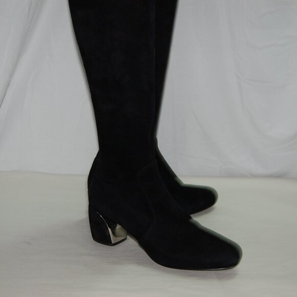 39/US9❤️ PRADA Stretch Suede Leather Over Knee High Heels Tall Boots ITALY OTK - Picture 9 of 15
